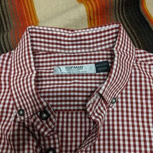 Topman Red and White Gingham Men's Shirt